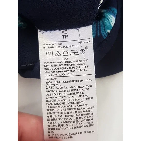 Banana Republic Womens Blouse Size XS Floral Artsy V Neckline Blue Office Wear - Picture 11 of 11